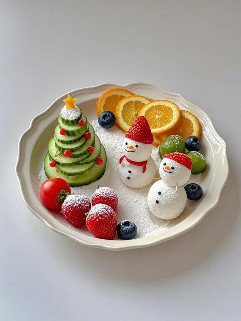 Whimsical Snowman Fruit Plate