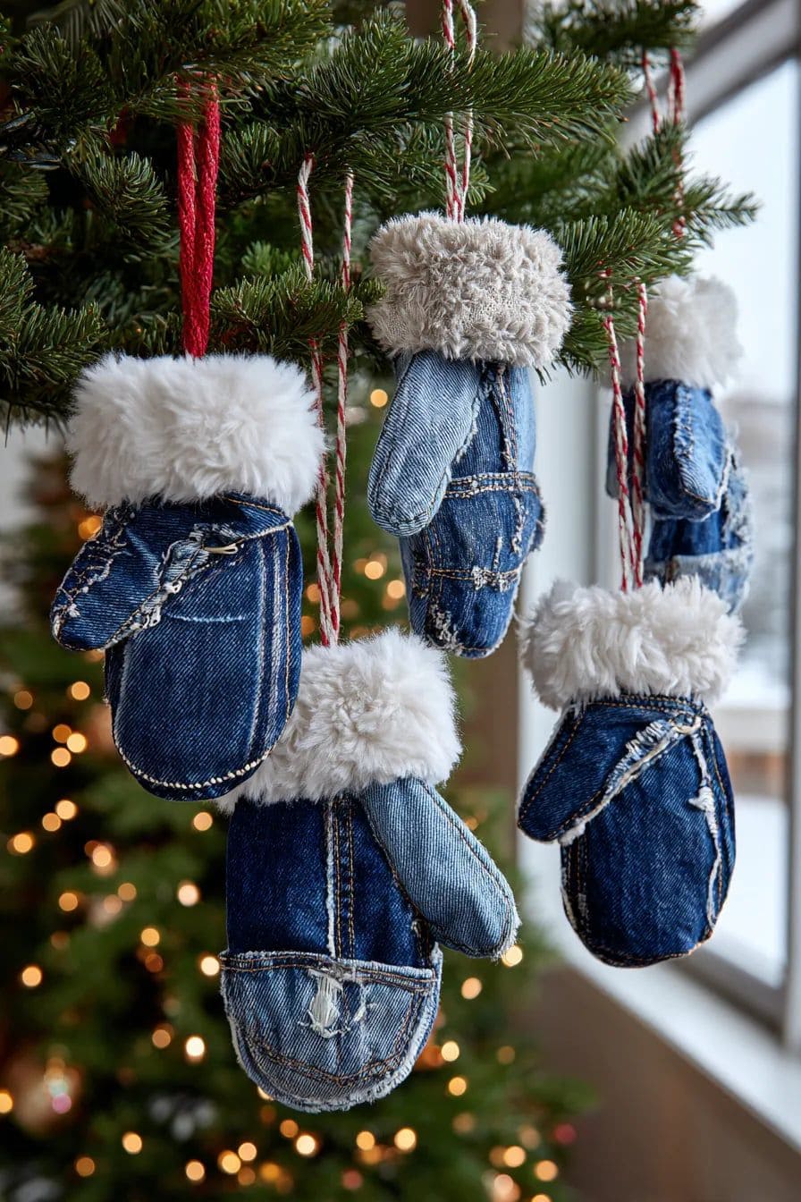 Cozy Denim Mitten Ornaments