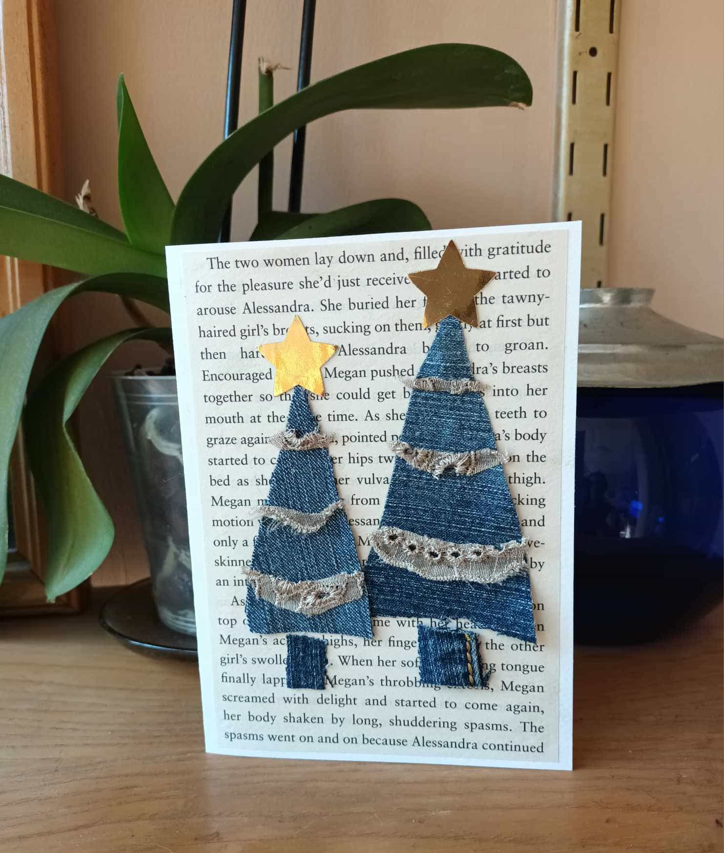 Denim Christmas Tree Greeting Card
