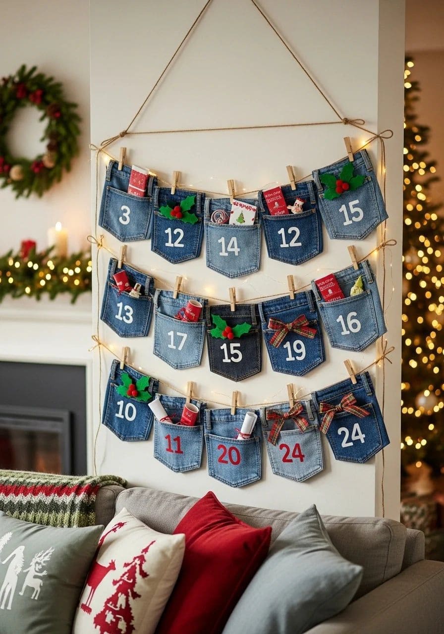 Upcycled Denim Pocket Advent Calendar