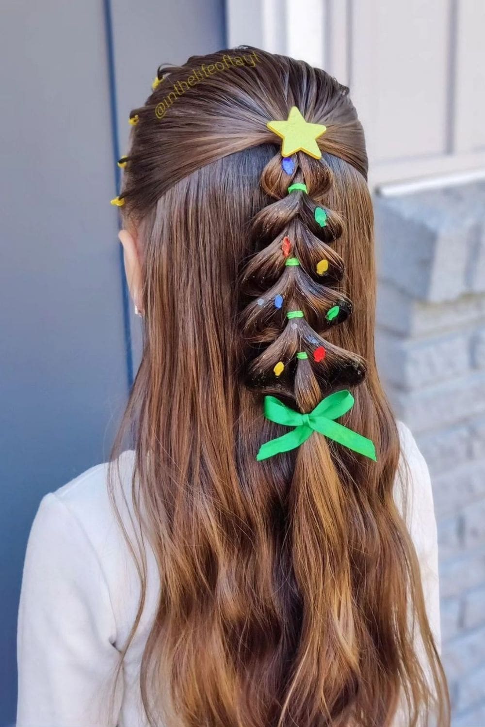 Christmas Lights Braided Tree Hairstyle