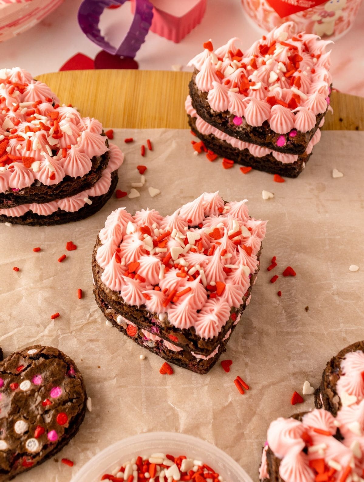 Frosted Heart Brownie Stacks