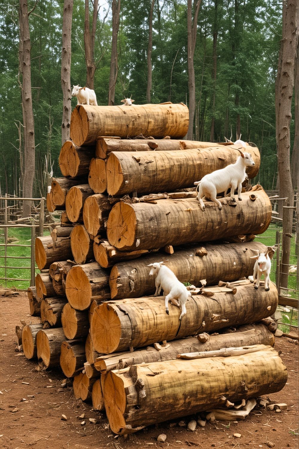 Stacked Log Climbing Pyramid