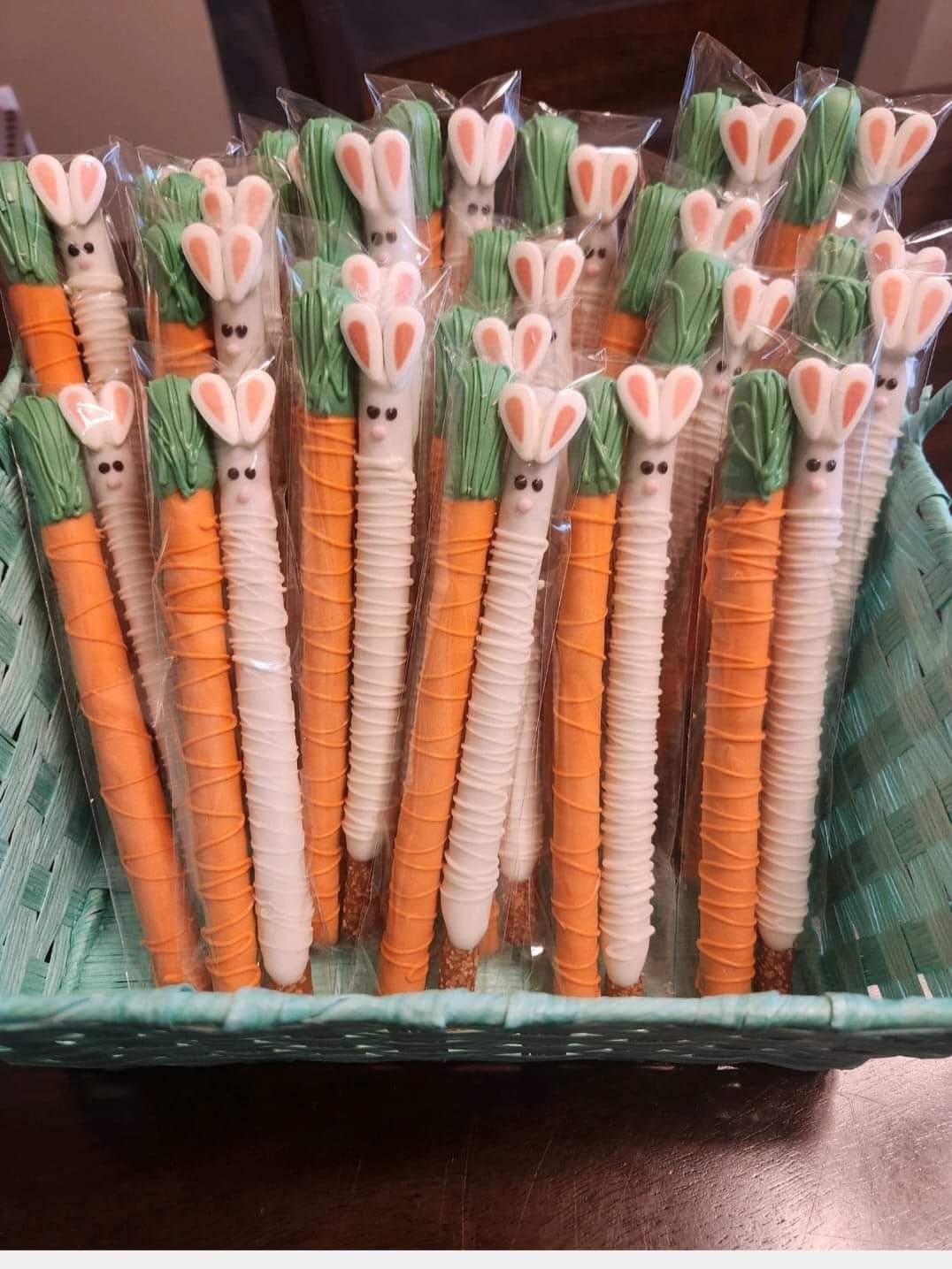 Bunny Carrot Pretzel Rod Treats