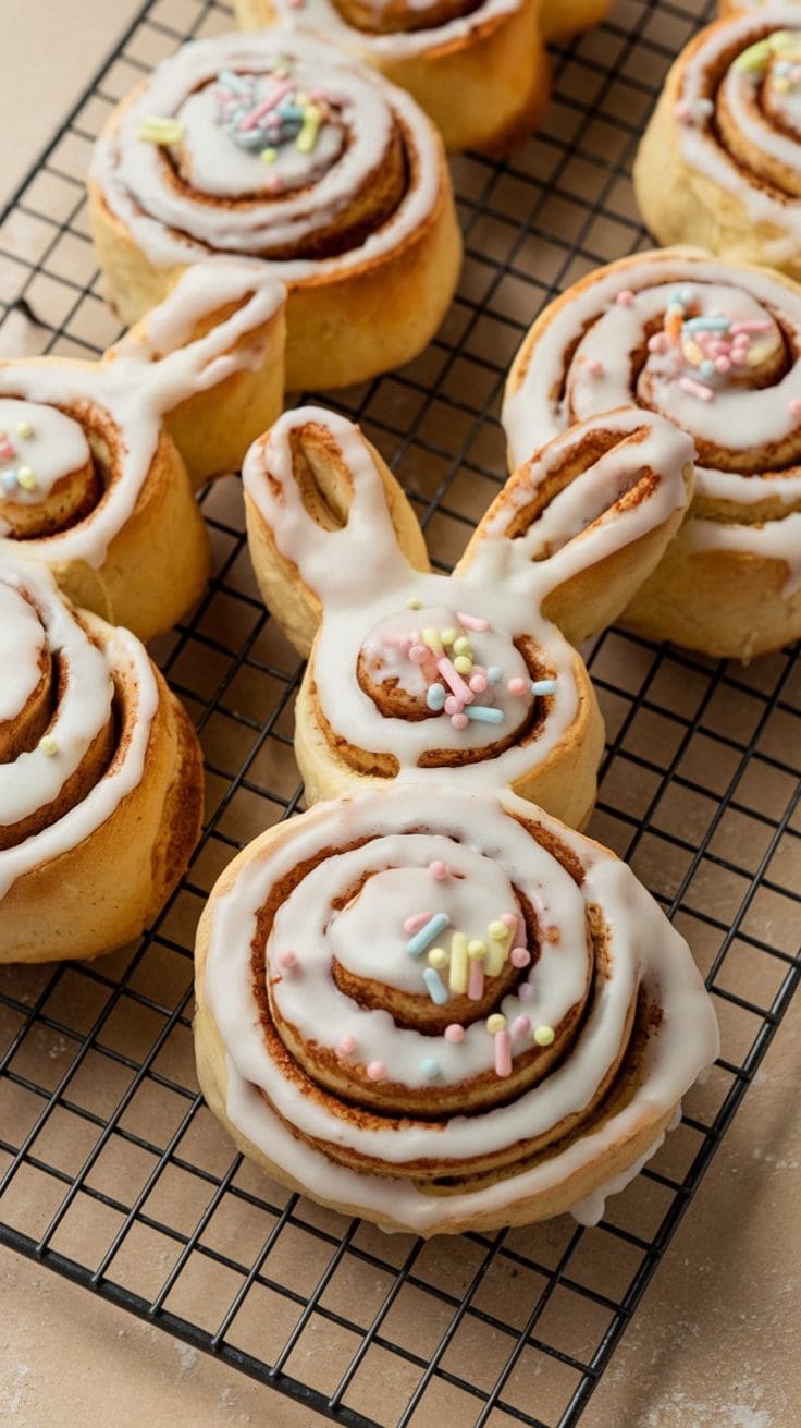 Bunny-Shaped Easter Cinnamon Rolls