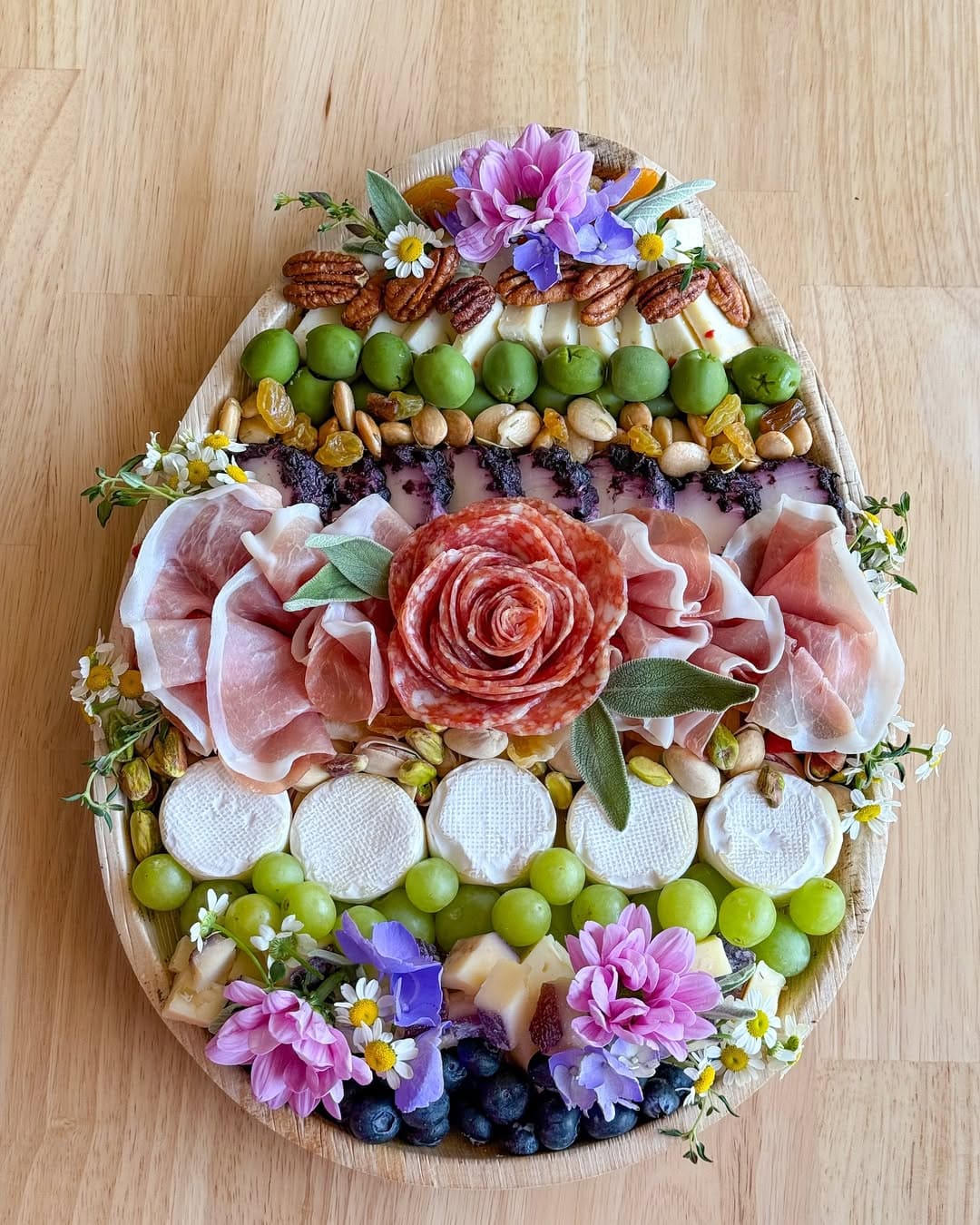 Egg-Shaped Floral Charcuterie Board