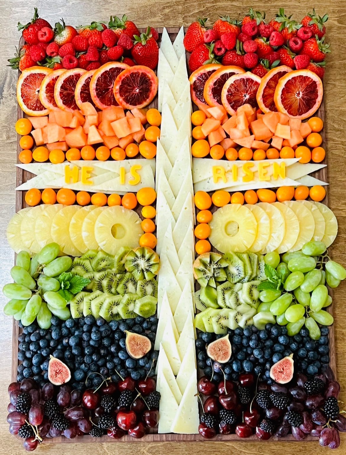 He Is Risen Fruit Cross Board