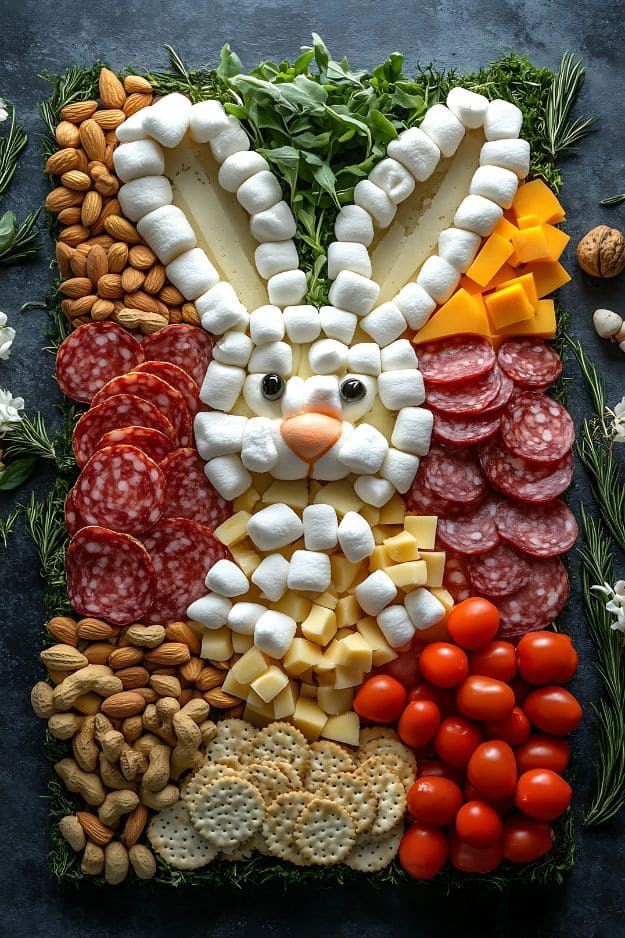 Marshmallow Bunny Savory Snack Board
