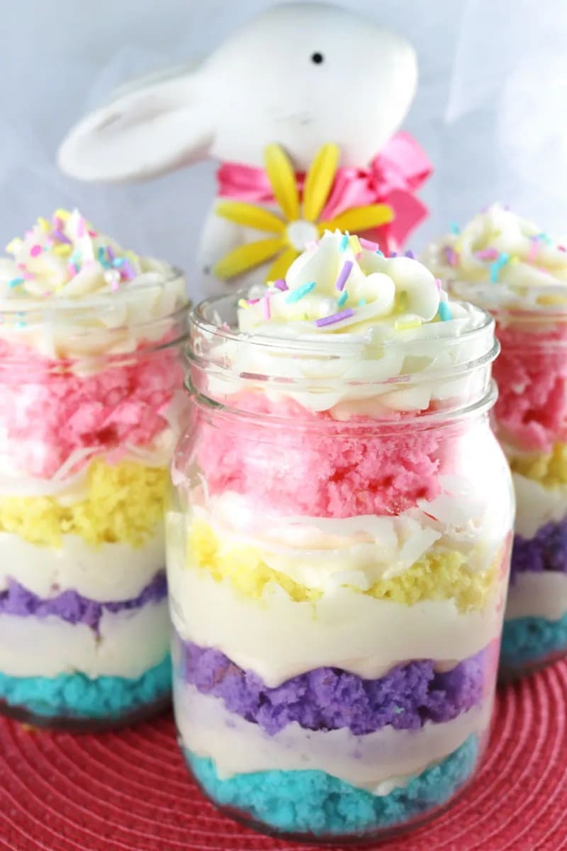 Rainbow Easter Cake Jars