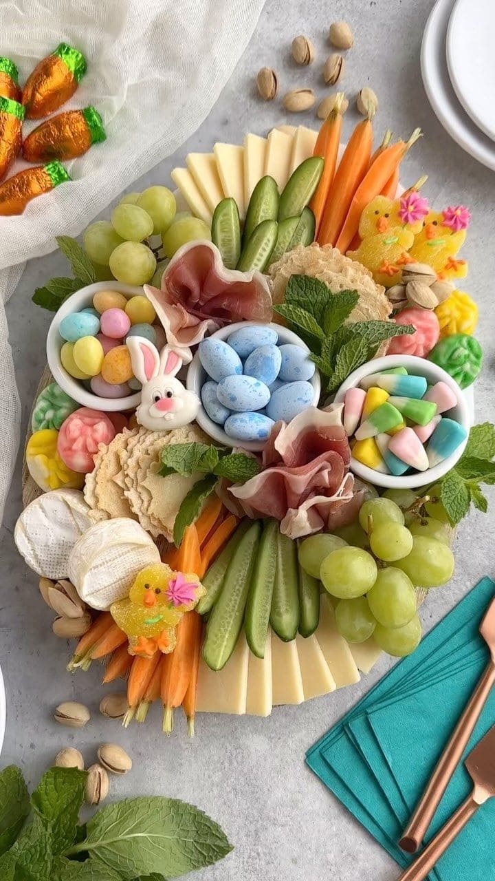 With Pastel Eggs Easter Snack Board