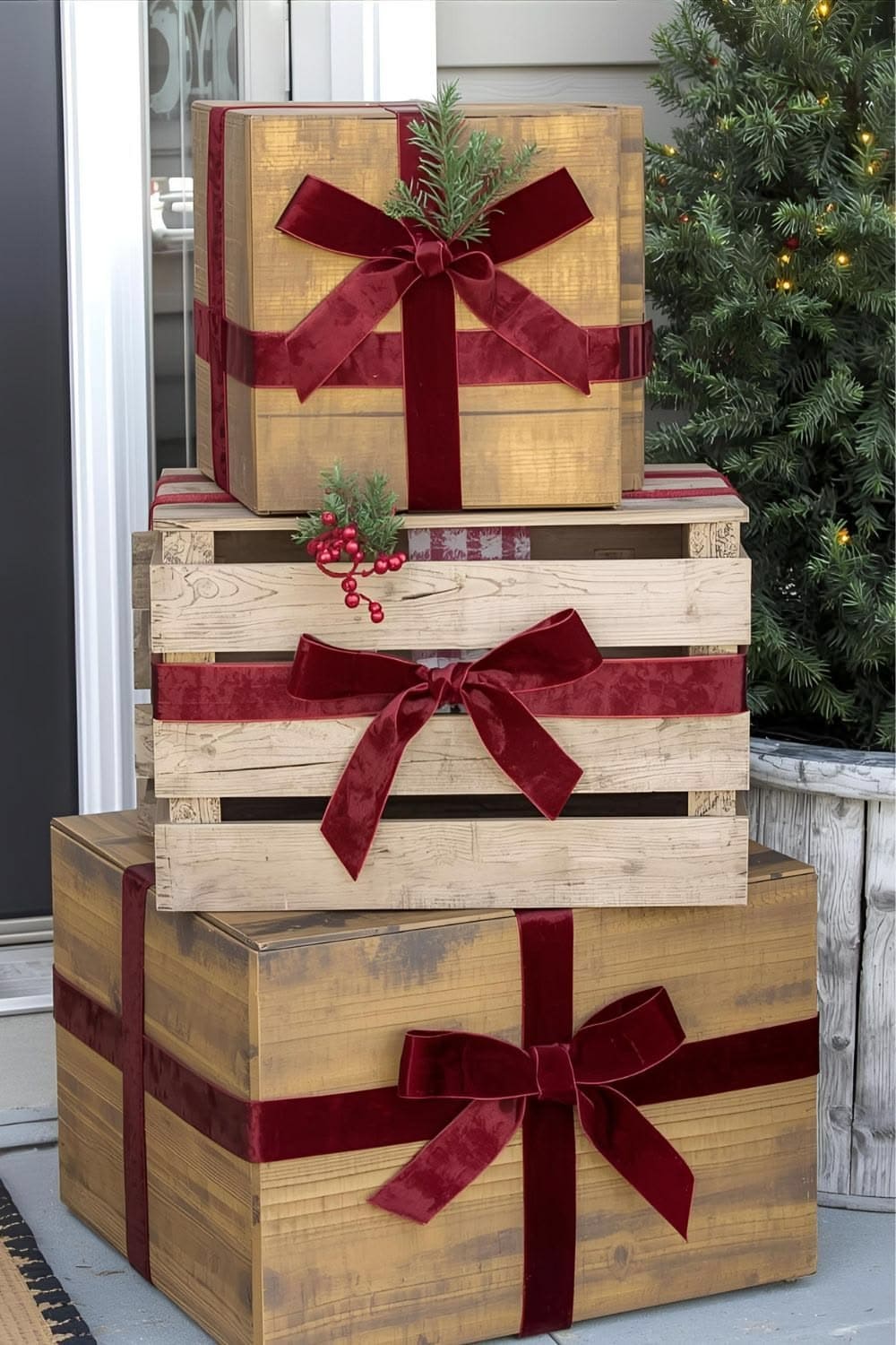 Farmhouse Wooden Christmas Gift Boxes