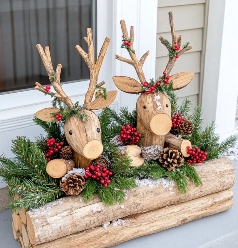 Whimsical Rustic Wooden Christmas Reindeer